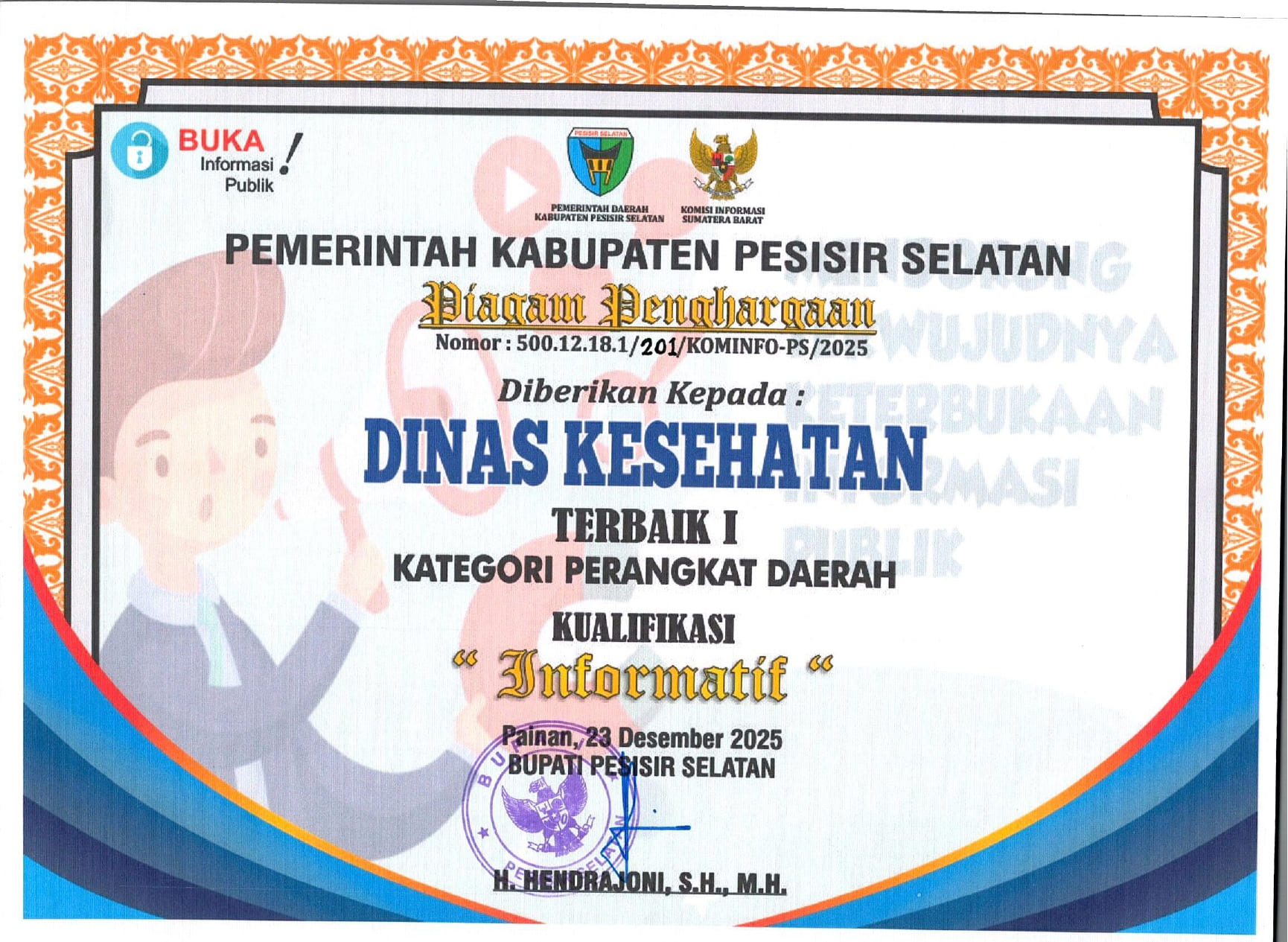 Penghargaan Terbaik I (satu) hasil MONEV KIP 2025